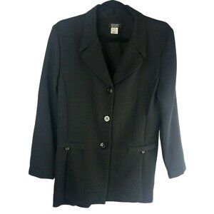 Spago Black Linen Blazer Jacket Womens Size 12 Summer Cool Black